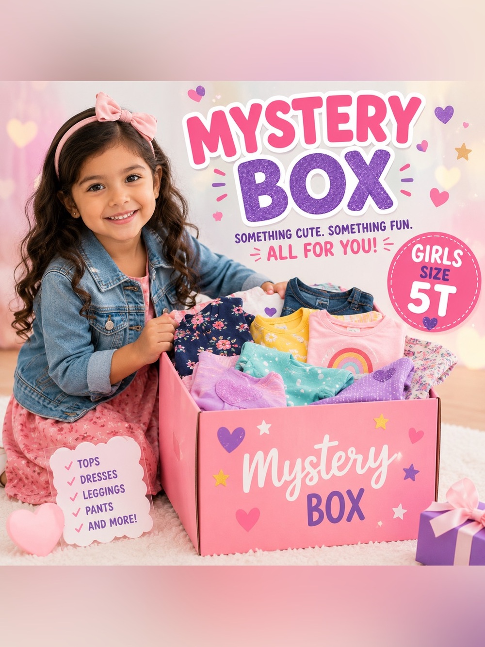Girls Mystery Box Size 5T | 10-Piece Surprise Clothing Bundle